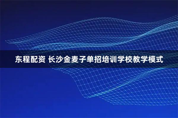 东程配资 长沙金麦子单招培训学校教学模式
