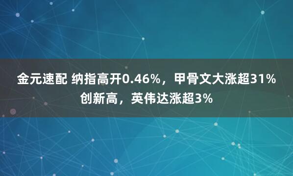 金元速配 纳指高开0.46%，甲骨文大涨超31%创新高，英伟达涨超3%